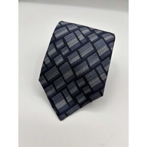 Vintage Donna Karan Men's 100%‎ Silk Geometric Pattern Blue Neck Tie NWT 3.5"